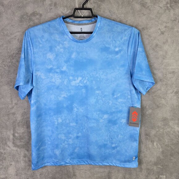 Mens Free Country Blue Tie Dye Micro Tech T Shirt Short Sleeve Crew Neck Size XL - Picture 2 of 10